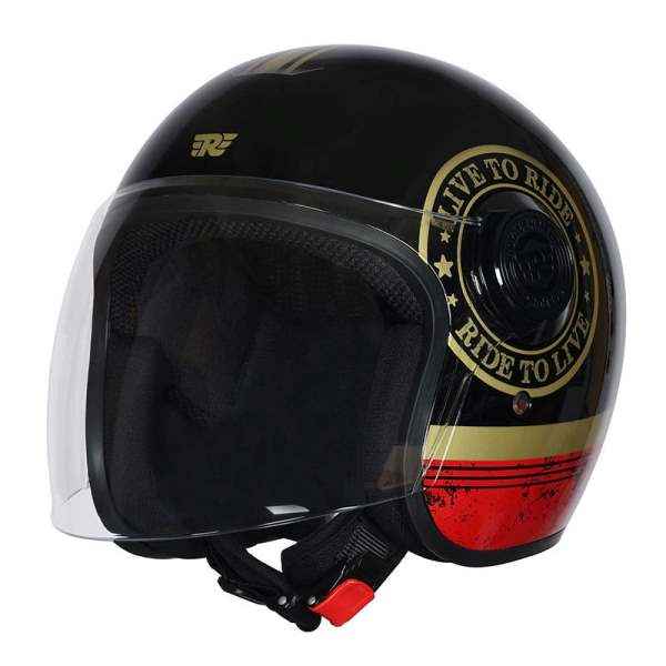 Royal Enfield Copter Live to Ride Gloss Black Gold Helmet