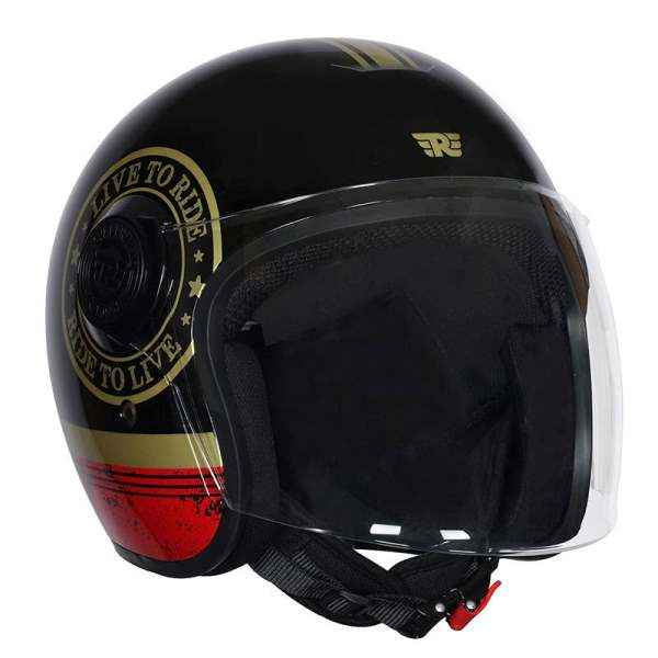Royal Enfield Copter Live to Ride Gloss Black Gold Helmet
