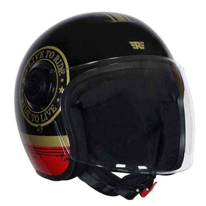 Royal Enfield Copter Live to Ride Gloss Black Gold Helmet