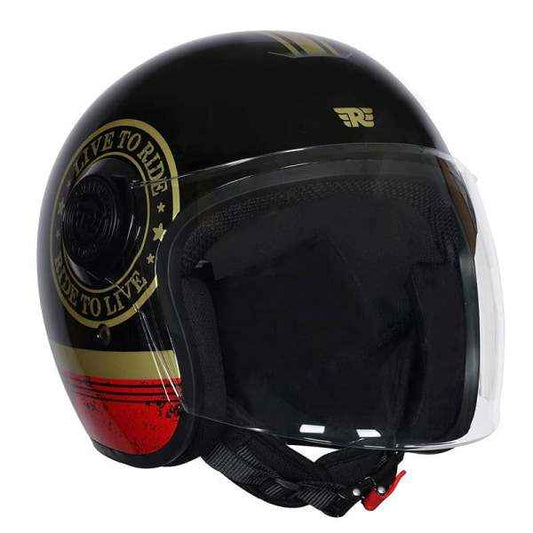 Royal Enfield Copter Live to Ride Gloss Black Gold Helmet