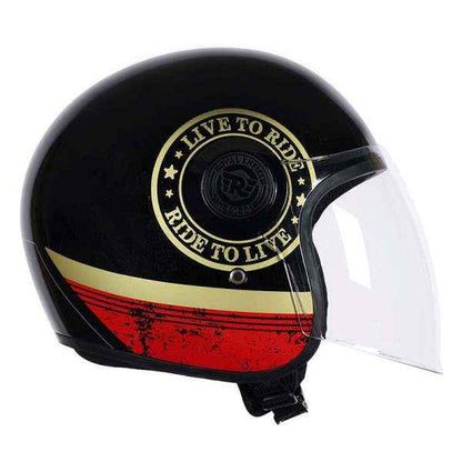 Royal Enfield Copter Live to Ride Gloss Black Gold Helmet