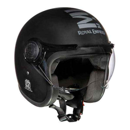Royal Enfield Jet Open Face MLG Helmet Matt Black Dark Grey With Clear Visor