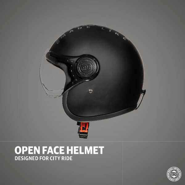 Royal Enfield Jet Open Face MLG Helmet Matt Black Dark Grey With Clear Visor