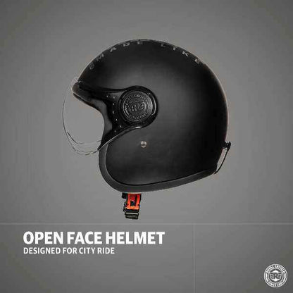 Royal Enfield Jet Open Face MLG Helmet Matt Black Dark Grey With Clear Visor