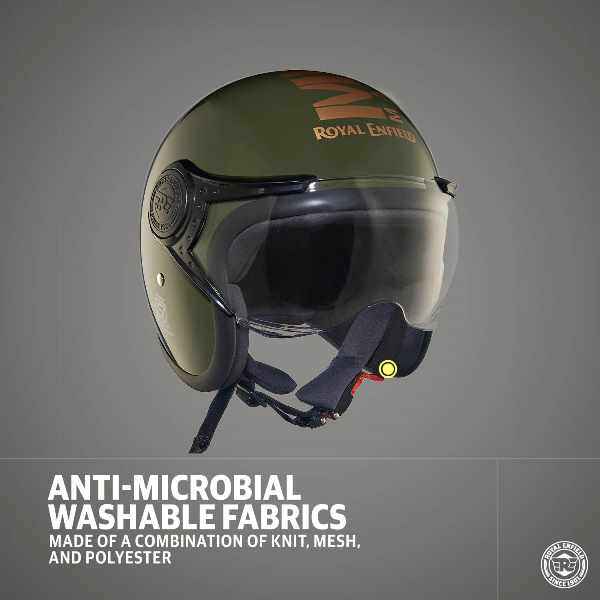 Royal Enfield Jet Open Face MLG Helmet With Clear Visor Green