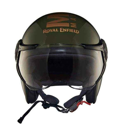 Royal Enfield Jet Open Face MLG Helmet With Clear Visor Green