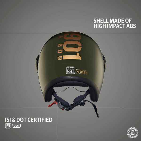 Royal Enfield Jet Open Face MLG Helmet With Clear Visor Green