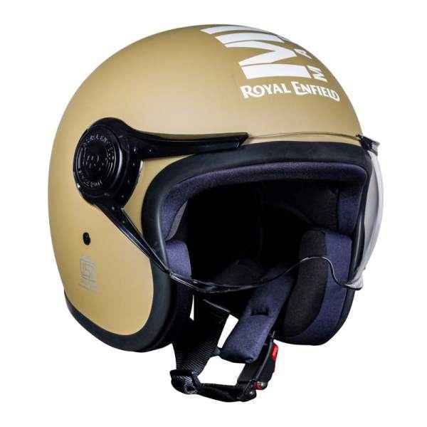 Royal Enfield Jet Open Face MLG Helmet With Clear Visor Matt Desert Storm