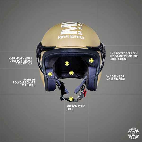 Royal Enfield Jet Open Face MLG Helmet With Clear Visor Matt Desert Storm