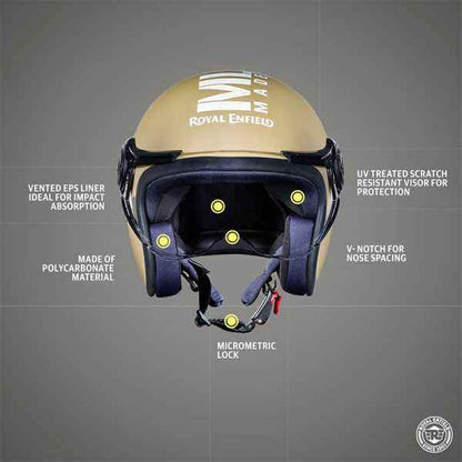 Royal Enfield Jet Open Face MLG Helmet With Clear Visor Matt Desert Storm