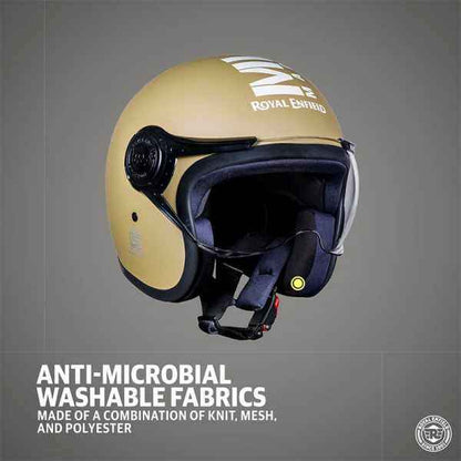 Royal Enfield Jet Open Face MLG Helmet With Clear Visor Matt Desert Storm