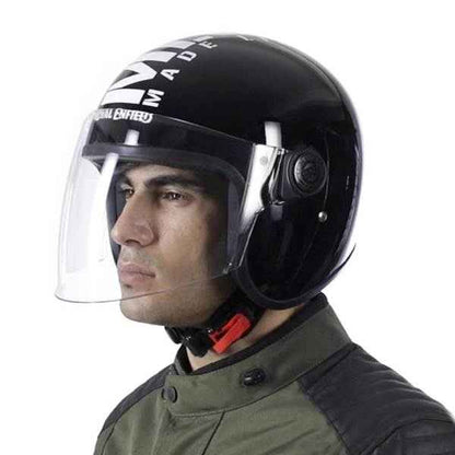 Royal Enfield MLG Copter Face Long Visor Gloss Black Helmet