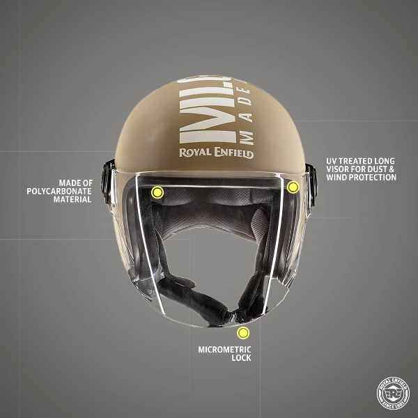 Royal Enfield MLG Copter Face Long Visor Helmet Matt Desert Storm