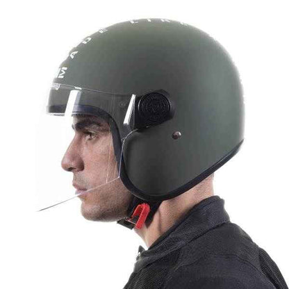 Royal Enfield MLG Copter Face Long Visor Matt Battle Green Helmet