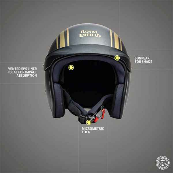 Royal Enfield RVP Stripe Open Face Lightweight Helmet Athena Grey