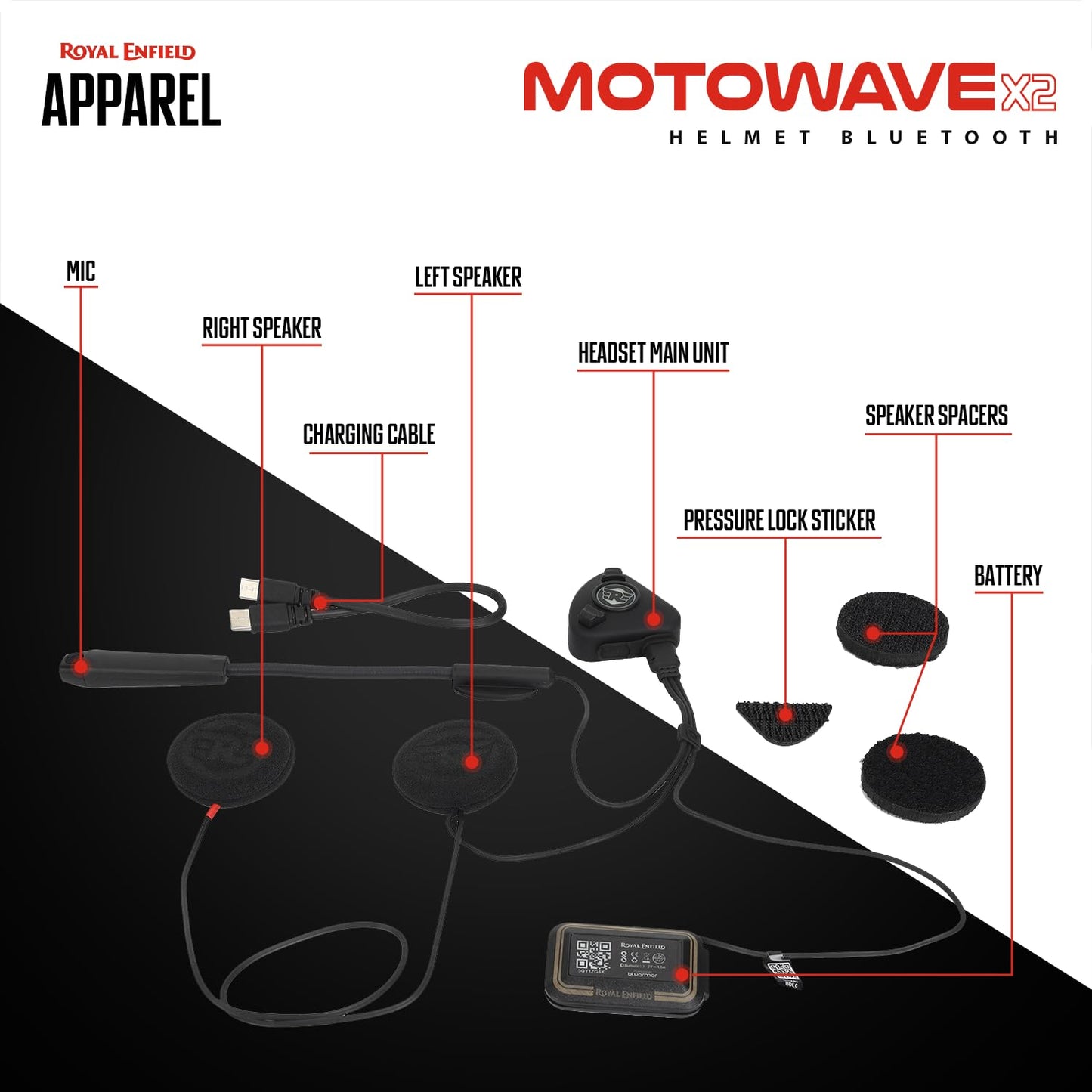 Motowave X2 - Royal Enfield Universal Bluetooth for Helmet