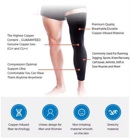 Running &amp; Football Full Leg Compression Sleeve with Knee Brace Support-21200160001