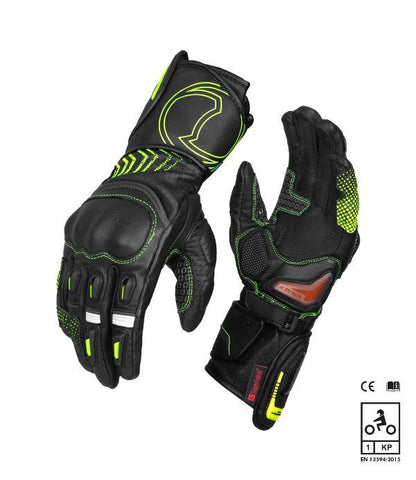 Rynox Advento Pro Gloves - Black Hi-Viz Green