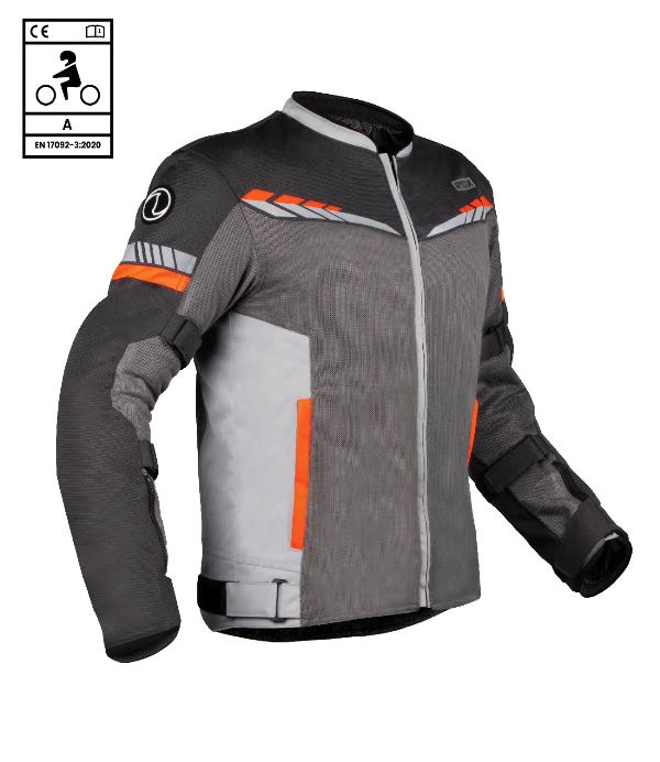Rynox-Air Gt 4 Jacket CE-Certified Class A (Grey Hi-Viz Orange)