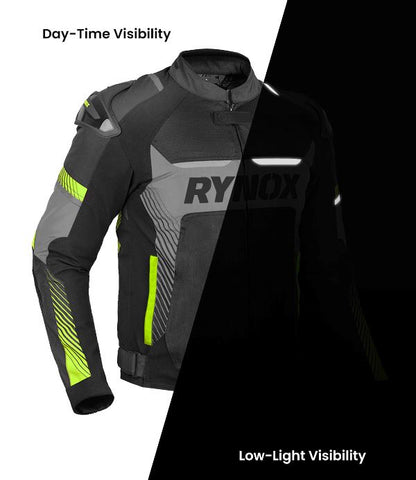 Rynox Apex Evo Jacket - CE Certified Class AA-Black Hi Viz Green