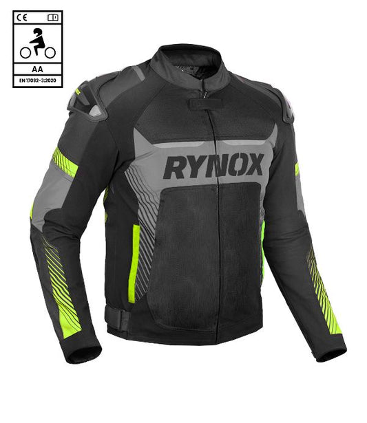 Rynox Apex Evo Jacket - CE Certified Class AA-Black Hi Viz Green