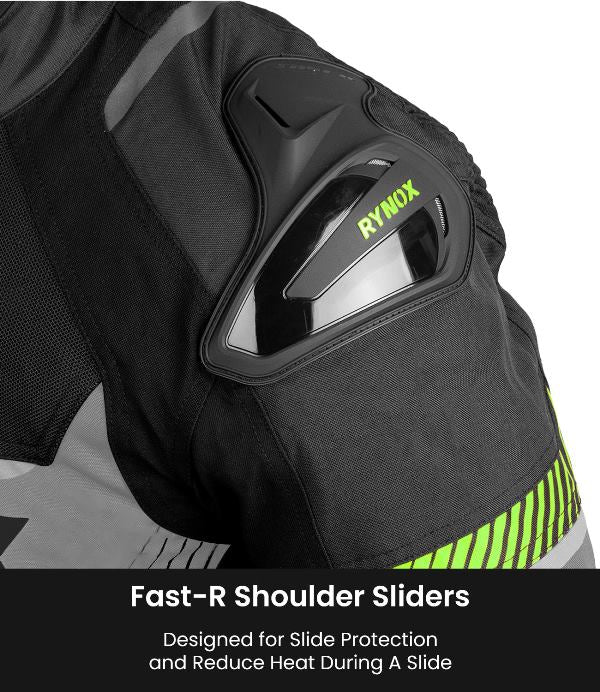 Rynox Apex Evo Jacket - CE Certified Class AA-Black Hi Viz Green