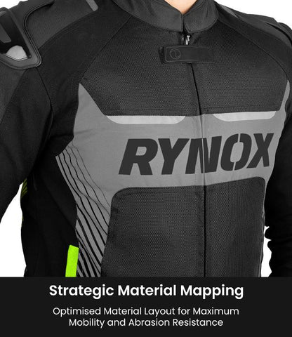 Rynox Apex Evo Jacket - CE Certified Class AA-Black Hi Viz Green