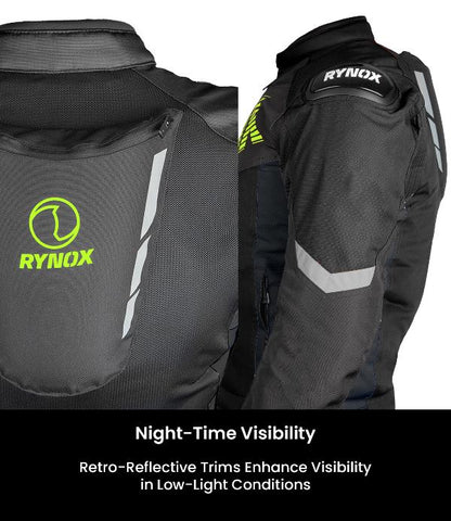 Rynox Delta GT Jacket – Black Hi-Viz Green
