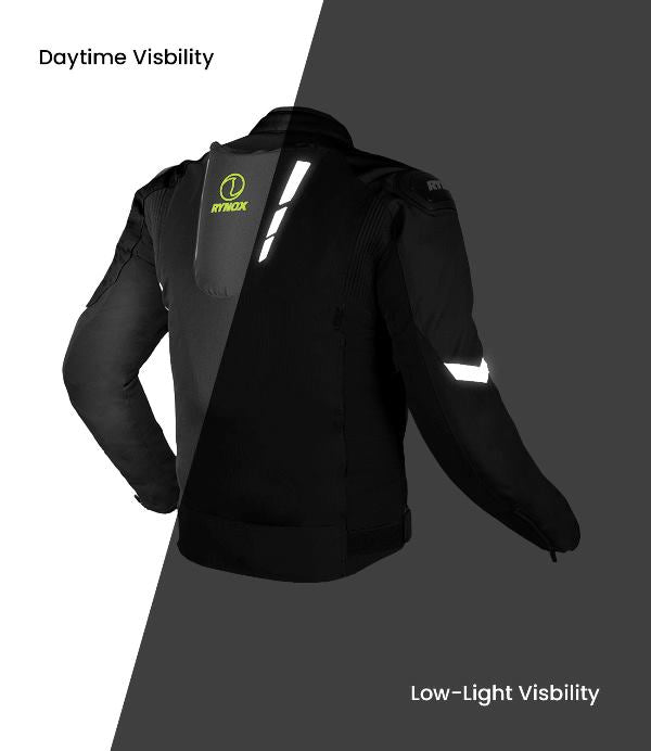 Rynox Delta GT Jacket – Black Hi-Viz Green
