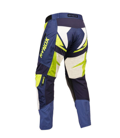 Rynox Dune Neo Offroad Pants - Blue Orange - Blue Hi-Viz Green