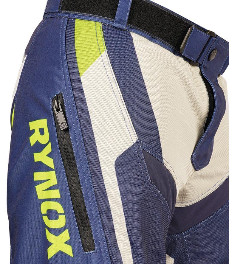 Rynox Dune Neo Offroad Pants - Blue Orange - Blue Hi-Viz Green