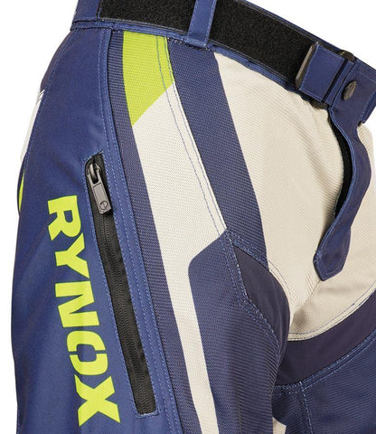 Rynox Dune Neo Offroad Pants - Blue Orange - Blue Hi-Viz Green