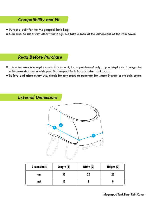 Rynox Magnapod Tank Bag - Rain Cover