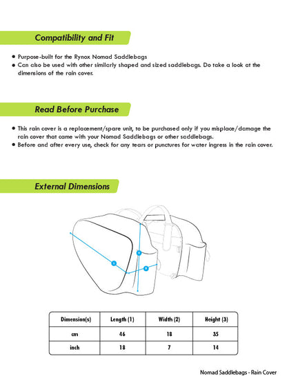 Rynox Nomad Saddlebags - Rain Covers Set - Black