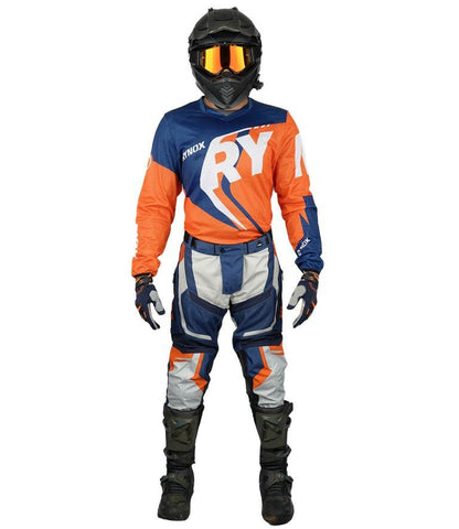 Rynox Switchback Neo Offroad Jersey - Hi-viz Orange Blue