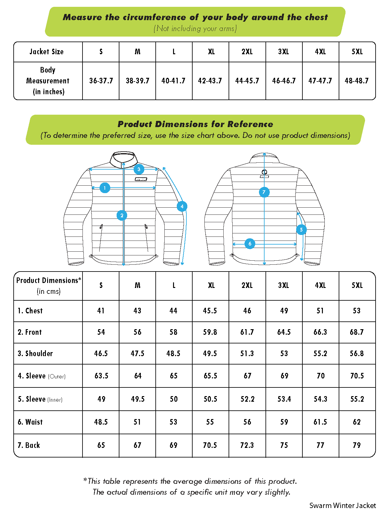 Rynox Winter Jacket Size Chart