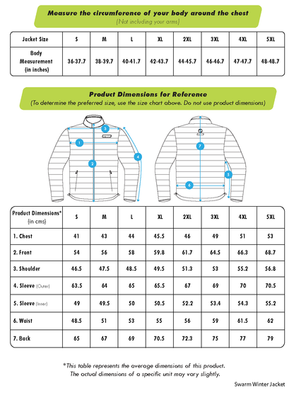 Rynox Winter Jacket Size Chart