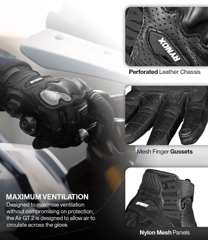 Rynox AIR GT 2 Riding Gloves - All Black