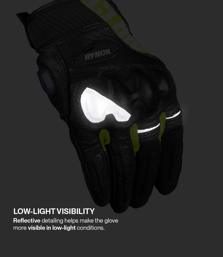 Rynox AIR GT 2 Riding Gloves - Black/Hi-Viz Green