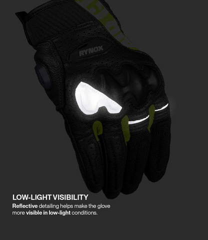 Rynox AIR GT 2 Riding Gloves - Black/Hi-Viz Green
