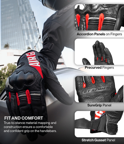 Rynox AIR GT 2 Riding Gloves - Black/Red