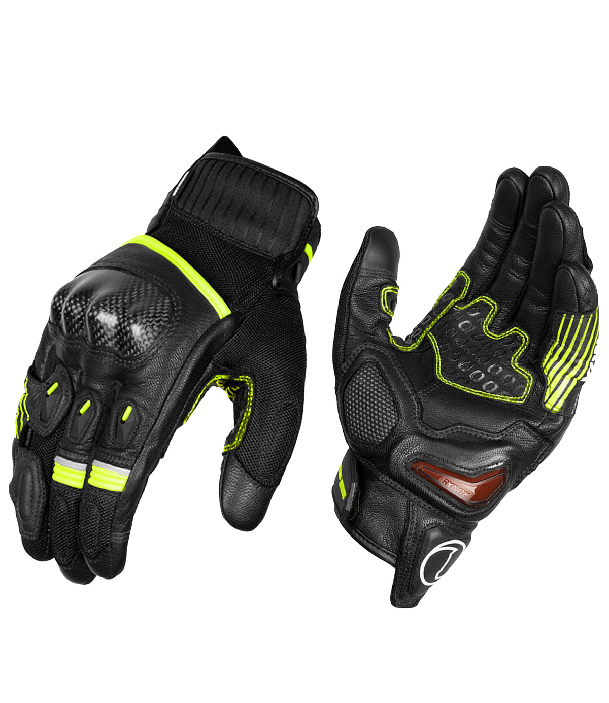Rynox Tornado Pro 4 Gloves - Carbon Edition (Black Hi-Viz Green)