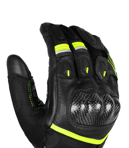 Rynox Tornado Pro 4 Gloves - Carbon Edition (Black Hi-Viz Green)