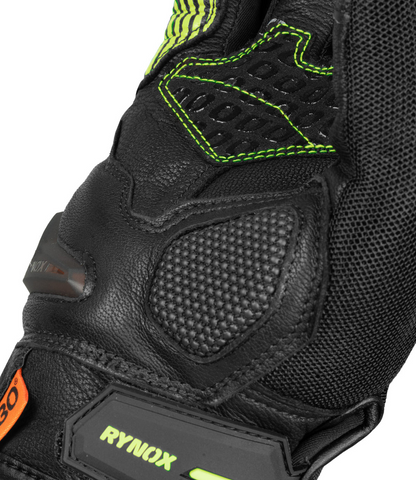 Rynox Tornado Pro 4 Gloves - Carbon Edition (Black Hi-Viz Green)
