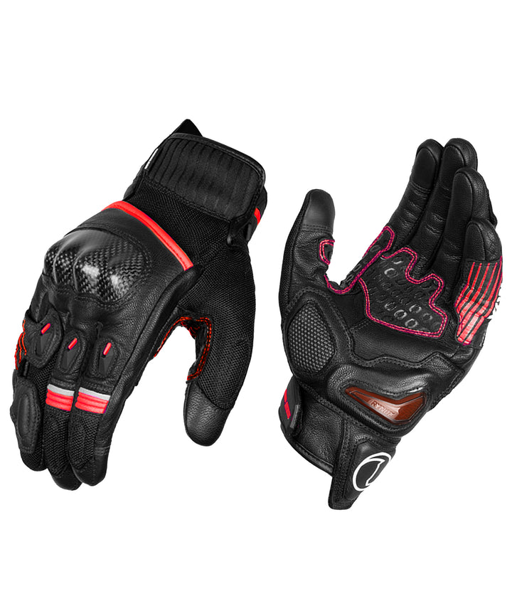 Rynox Tornado Pro 4 Gloves - Carbon Edition (Black Red)