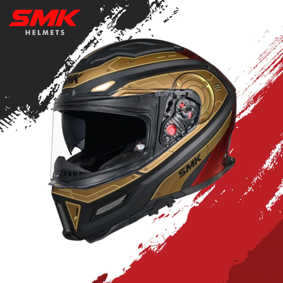 SMK-Agnar Cyborg Full Face Helmet-Red Chrome MA 237