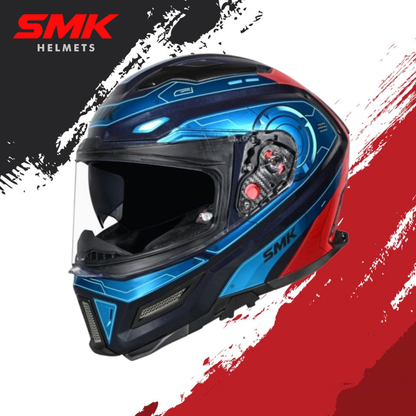 SMK-Agnar Cyborg Full Face Helmet-Teal Chrome GL 535