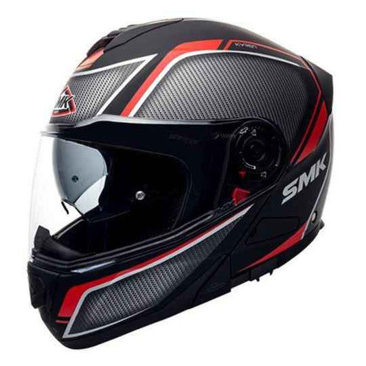 SMK Glide Kyren Modular Helmet Matt Black Red (MA263)