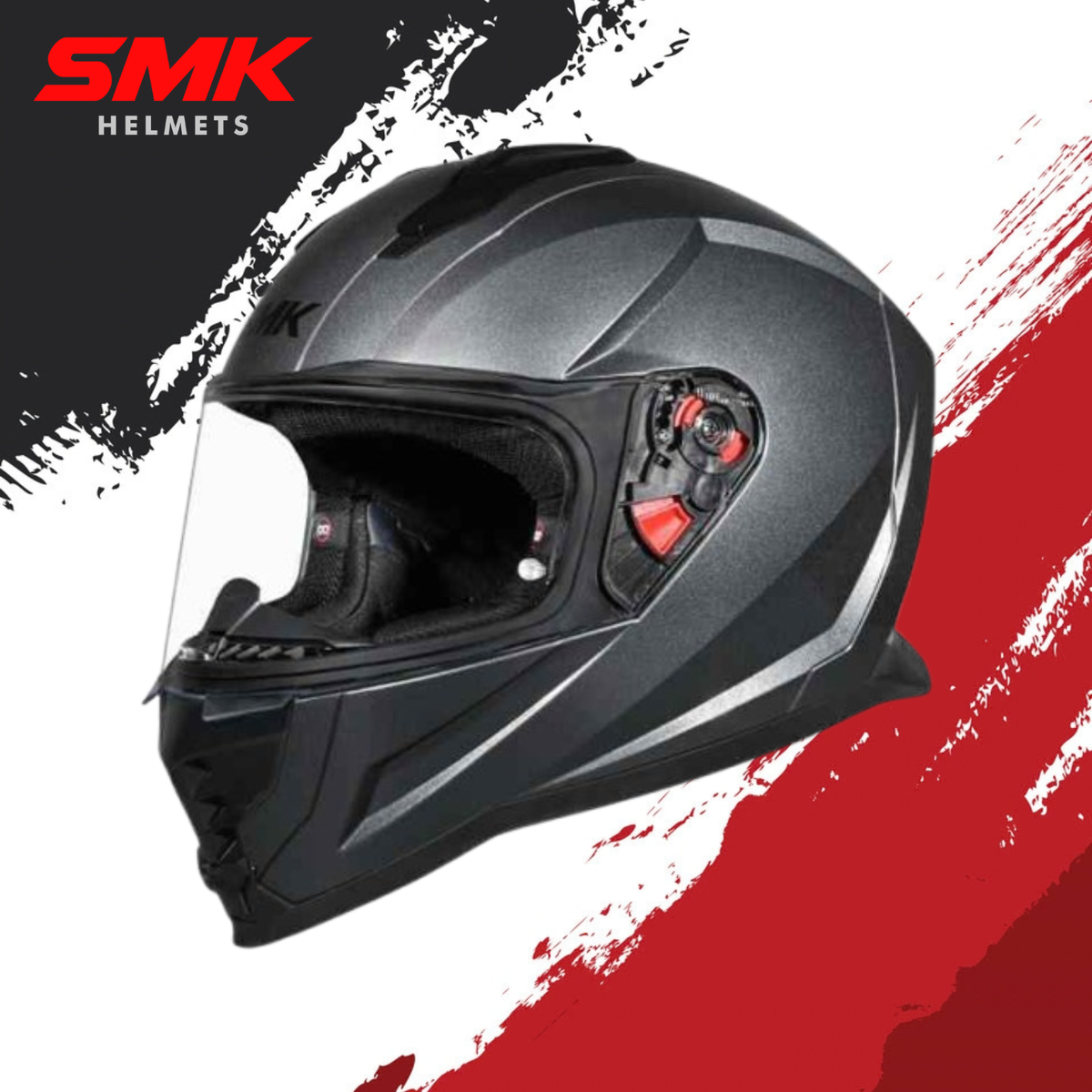 SMK-Nova Solid Full Face Helmet (TITANIUM GLDA 600)