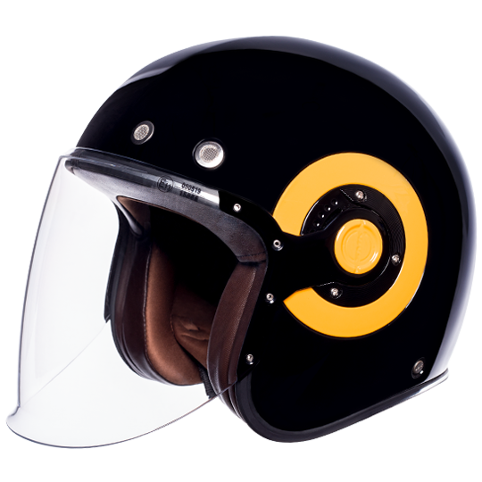 SMK Retro Jet- Unicolour Matt Black & Yellow Helmet - MA240 - Riders Junction
